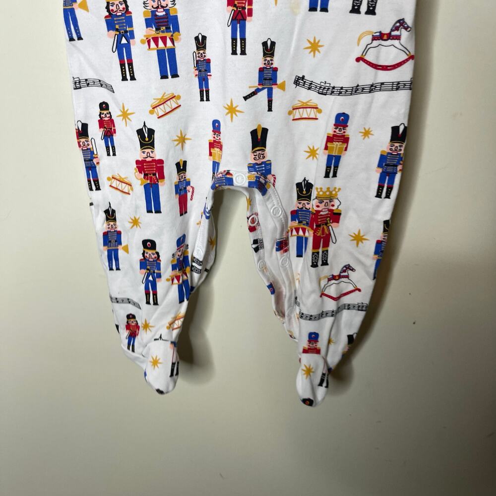 Petidoux Nutcracker Holiday Christmas Footie Pajama Bodysuit White Kids 0-3M - Picture 3 of 6
